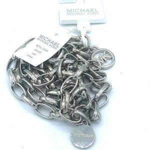 MICHAEL KORS MK LOGO SILVER CHAIN BELT S/M ADJUSTABLE NWOT